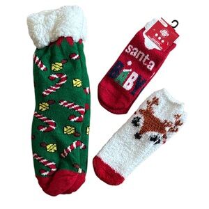 NWOT CHRISTMAS HOLIDAY BUNDLE OF 3 FUZZY WARM COZY SOCKS FOR CHRISTMAS MORNING